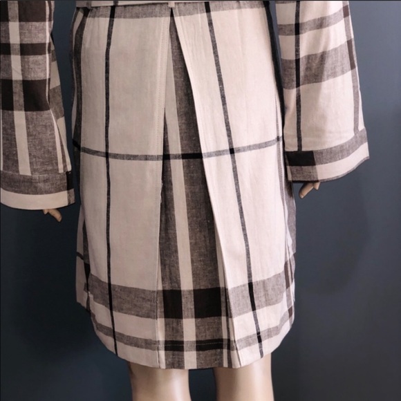 "Jen" Plaid Trenchcoat with Belt - Picture 4 of 5